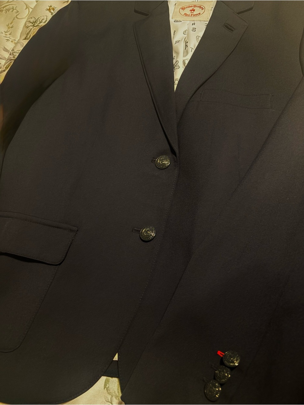 Brooks Brothers Navy Red Fleece Lightweight Wool Blazer with Beautiful Lining - Picture 6 of 6